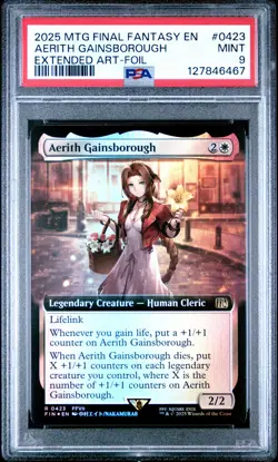 2025 MTG Final Fantasy #0423 Aerith Gainsborough Extended Art Foil PSA 9 - Image 1