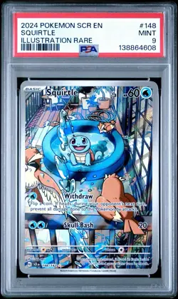 2024 Pokemon Squirtle Illustration Rare 148/142 Stellar Crown PSA 9 SCR EN TCG - Image 1