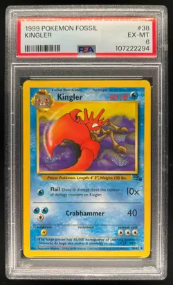 1999 Pokemon Fossil Kingler #38/62 PSA 6 - Image 1