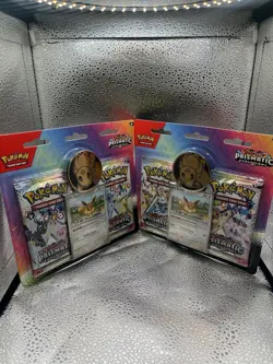 Pokemon TCG Sealed Prismatic Evolutions 2 pack Blister w/Eevee Promo Lot of 2 - Image 1