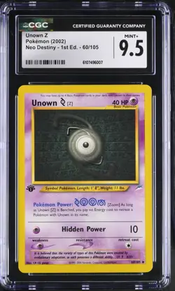 Pokemon English Unown Z 60/105 2002 Neo Destiny - 1st Edition CGC 9.5 not PSA - Image 1