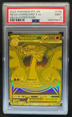 2025 Pokemon Phantasmal Flames Mega Charizard X ex Hyper Rare #130/094 PSA 9 - Image 1