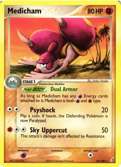 Pokemon TCG Medicham 25/100 Rare EX Crystal Guardians LP - Image 1