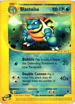 Pokemon TCG Blastoise 36/165 Non-Holo Rare Expedition Base Set Rare DMG - Image 1