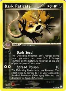 Pokemon TCG Dark Raticate 17/109 Team Rocket Returns Rare LP - Image 1