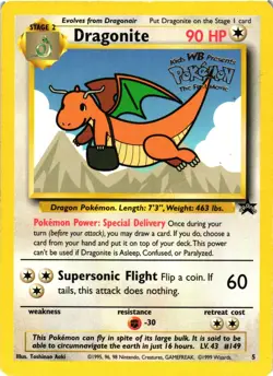 Pokemon TCG Dragonite 5 Black Star Promo WB the First Movie Stamped DMG - Image 1