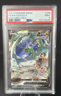 Pokemon TCG Rayquaza V Alternate Art Card Evolving Skies 194/203 PSA 9 - Image 1