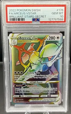 PSA 10 Arceus VSTAR 176/172 Rainbow Secret Rare Pokemon Card Brilliant Stars - Image 1