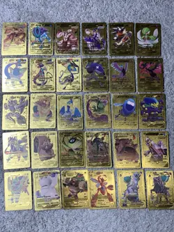Set of 53 Blaziken,Urshifu,Vaporean++ Rare French Gold Accent Foil Fan Art Cards - Image 1
