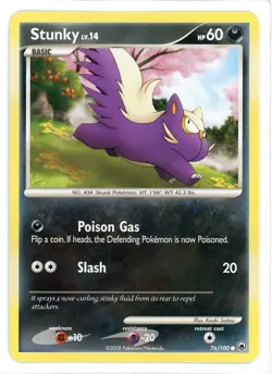 Stunky Reverse Holo 76/100 Majestic Dawn Pokemon Card - Image 1