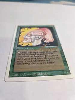 Gold Signed Llanowar Elves LP Revised Artist Anson Maddocks 1994 MTG EDH Vintage - Image 2