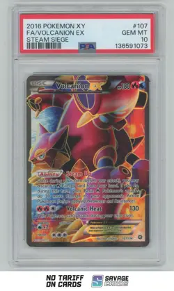 2016 Pokemon XY Steam Siege Full Art Volcanion EX PSA 10 #107/114 - Image 1