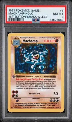 Pokemon TCG Machamp Holo Rare 1st Edition Shadowless PSA 8 - Image 1