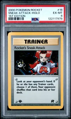 ROCKET'S SNEAK ATTACK 2000 Pokemon Team Rocket 1st Edition Holo #16 - PSA 6 -978 - Image 1