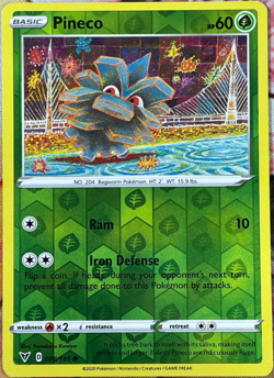 Pineco Reverse Holo - 008/185 - Vivid Voltage Pokemon 2020 - Image 1