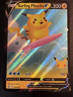 2021 Pokemon Celebrations Surfing Pikachu V 008/025 NM - Image 1