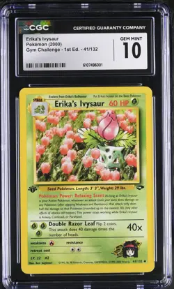 Pokemon Erika's Ivysaur 41/132 2000 Gym Challenge - 1st Edition CGC 10 not PSA - Image 1