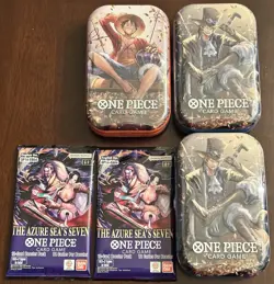 Lot of 3 Tins Sealed One Piece TCG Tin Pack Set Volume 2 Plus 2 Booster Pks - Image 1