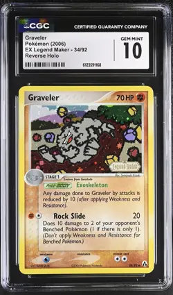CGC 10 Graveler 2006 EX Legend Maker 34/92 Reverse Holo STAMPED Pokemon Card - Image 1