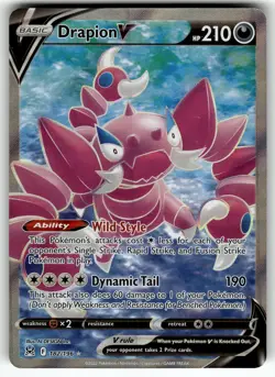 Drapion V (Full Art) 182/196 SWSH11: Lost Origin NM Pokemon Card TCG - Image 1