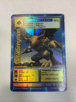 Digimon MetalGreymon DW-01 Rare Holo Card PlayStation Promo Bandai 1999 - Image 2
