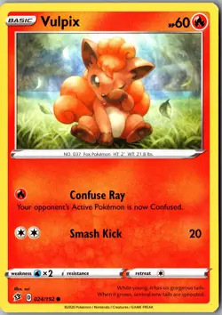 Vulpix 024/192 Common SWSH02: Rebel Clash LP Pokemon Card - Image 1