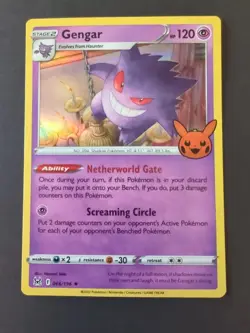 2022 Pokemon Gengar 066/196 Rare Holo Halloween Trick or Trade Card - Image 1