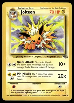 Jolteon #20 - Pokemon Jungle Base Set - Unlimited Rare - LP - Image 1