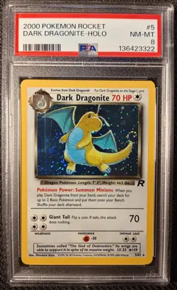Dark Dragonite Unlimited Holo 5/82 Team Rocket Set - PSA 8 Fresh Grade - Image 1
