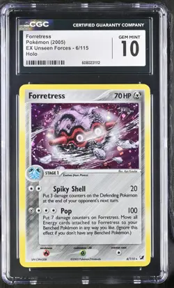 CGC 10 GEM MINT Forretress 2005 EX Unseen Forces 6/115 Holo SWIRL Pokemon Card - Image 1