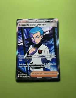 Pokemon TCG Team Rocket's Archer Trainer Full Art Holo Ultra Rare 223/182 Sv10 - Image 1