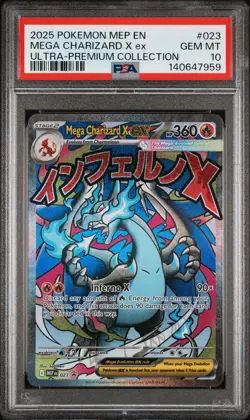 2025 POKEMON MEP EN-ME BLACK STAR PROMO #023 MEGA CHARIZARD X EX PSA 10 - Image 1