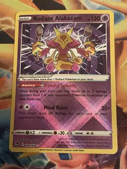 RADIANT ALAKAZAM 059/195 RADIANT RARE SILVER TEMPEST POKEMON NM/M - Image 2
