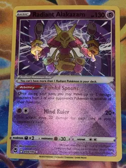 RADIANT ALAKAZAM 059/195 RADIANT RARE SILVER TEMPEST POKEMON NM/M - Image 3
