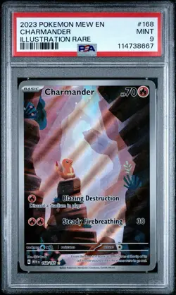 2023 POKEMON MEW EN-151 ILLUSTRATION RARE #168 CHARMANDER PSA 9 - Image 2