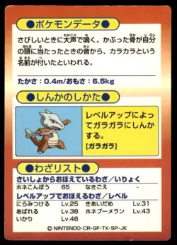 Cubone Holo Meiji Get Pokemon Japanese ~ HP - Image 2