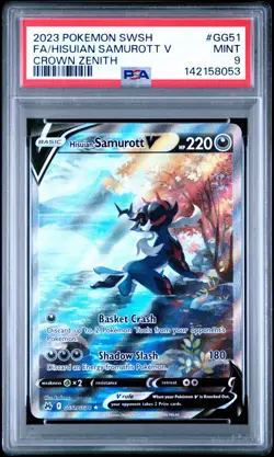 Fa/Hisuian Samurott V Pokemon Sword And Shield Crown Zenith GG51 NM PSA 9 - Image 1