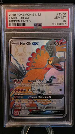Pokemon TCG Ho-Oh GX SV50/SV94 Hidden Fates Shiny Holo PSA 10 Gem Mint - Image 1