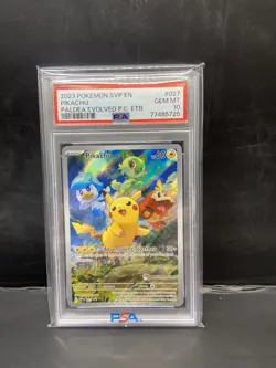 Pikachu Paldea Evolved Pokemon Center ETB Stamped Promo SVP EN 027 PSA 10! - Image 1