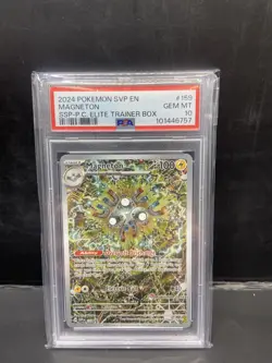 2024 Pokemon Surging Sparks Pokemon Center ETB Promo SVP EN #159 Magneton PSA 10 - Image 1