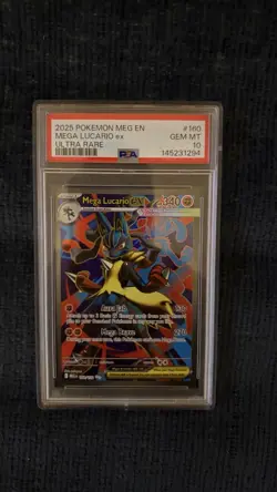 2025 POKEMON MEG EN-MEGA EVOLUTION ULTRA RARE #160 MEGA LUCARIO EX PSA 10 - Image 1