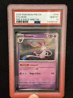 Sylveon Cosmos holo With Swirl Pokemon Prismatic Evolutions 40/131 PSA 10 POP 8 - Image 1