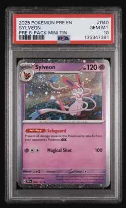 Sylveon Cosmos holo With Swirl Pokemon Prismatic Evolutions 40/131 PSA 10 POP 8 - Image 2