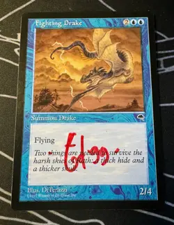 Signed Fighting Drake MTG artist proof card Tempest artist DiTerlizzi - Image 1