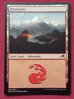 Magic The Gathering KAMIGAWA NEON DYNASTY FOIL MOUNTAIN 289 land card MTG - Image 1