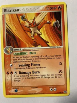 BLAZIKEN Pokemon TCG Trading Card - Rare - 1/106 Ex Emerald - Image 1