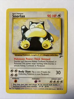 SNORLAX Pokemon TCG Trading Card - RARE - 30/130 Base Set 2 - Image 1