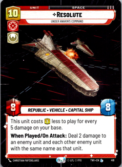 Star Wars Unlimited Resolute HYPERSPACE Card ( Under Anakin's Command #418 NM ) - Image 1