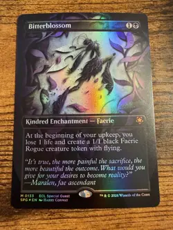 MTG Lorwyn Eclipsed BORDERLESS FOIL SPECIAL GUESTS Bitterblossom - Image 1