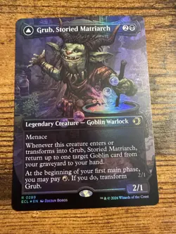 MTG Lorwyn Eclipsed BORDERLESS FOIL Grub Storied Matriarch Grub Notorious Auntie - Image 1